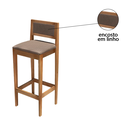 Ver imagem 5 de Kit 2 Banqueta Alta de Madeira com Assento em Linho e Encosto em Linho Hellen: Mel e Linho Cinza