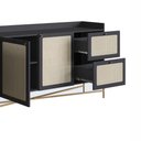 Ver imagem 6 de Buffet Industrial Retrô Tela Sintética 3 Portas e 2 Gavetas Cor:nero com Dourado
