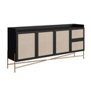 Ver imagem 2 de Buffet Industrial Retrô Tela Sintética 3 Portas e 2 Gavetas Cor:nero com Dourado