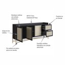 Ver imagem 5 de Buffet Industrial Retrô Tela Sintética 3 Portas e 2 Gavetas Cor:nero com Dourado