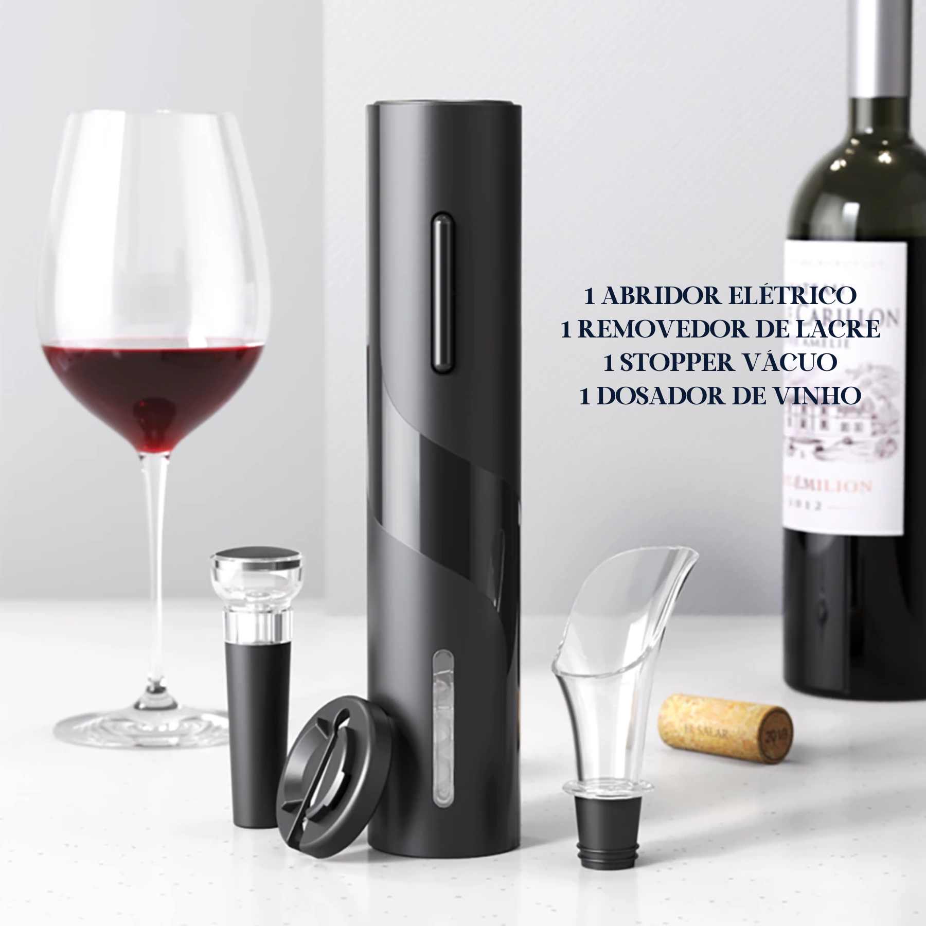 Saca Rolhas Elétrico Abridor De Garrafa Automático Para Vinhos E Champagne - 2