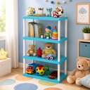 Ver imagem 2 de Estante Infantil 4 Prateleiras Azul Bebe Organizador Brinquedos Livros Pelucias Quarto Crianca