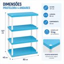 Ver imagem 7 de Estante Infantil 4 Prateleiras Azul Bebe Organizador Brinquedos Livros Pelucias Quarto Crianca