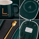 Ver imagem 5 de Kit Aquecedor Elétrico para Xícara Mini Cooktop Caneca Cerâmica Colher Dourada para Chá e Café