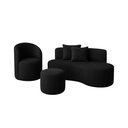 Ver imagem 2 de Conjunto 01 Poltrona + Sofá e 1 Puff Curvo Orgânico Nature Gaia Boucle Preto - Montanaris Decor