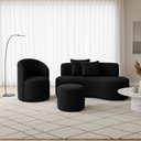 Ver imagem 1 de Conjunto 01 Poltrona + Sofá e 1 Puff Curvo Orgânico Nature Gaia Boucle Preto - Montanaris Decor