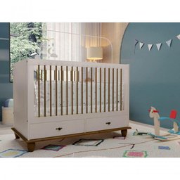 Berço Vira-cama Retrô Off White-nogueira com Gavetas - 4