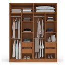 Ver imagem 3 de Guarda-roupa Casal Porto 4 Portas 4 Gavetas com Espelho Freijó/branco - Politorno