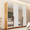 Ver imagem 1 de Guarda-roupa Casal Porto 4 Portas 4 Gavetas com Espelho Freijó/branco - Politorno
