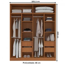 Guarda-roupa Casal Porto 4 Portas 4 Gavetas com Espelho Freijó/branco - Politorno - 4