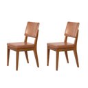 Ver imagem 1 de Kit de 2 Cadeiras de Madeira Maciça Estofada Ella - Natural C/ Pu Caramelo
