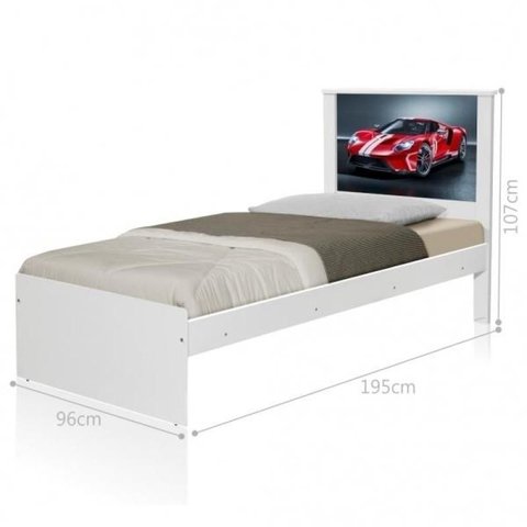 Cama Solteiro com Cabeceira Carro Sport Vermelho