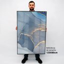 Ver imagem 2 de Quadro Decorativo Caixa Alta com Vidro Abstrato Mármore Azul Clean TaColado Moldura Branca 120 x 80c