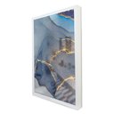 Ver imagem 1 de Quadro Decorativo Caixa Alta com Vidro Abstrato Mármore Azul Clean TaColado Moldura Branca 120 x 80c