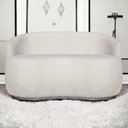 Ver imagem 2 de Namoradeira Beatriz Formato Orgânica Tecido Boucle Bege Composê Calacata Cinza - Estopar Namoradeira