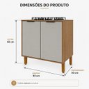 Ver imagem 3 de Balcão para Cooktop Toronto 4 e 5 Bocas 80cm 2 Portas Cozinha Freijó com Offwhite - Rede Móveis