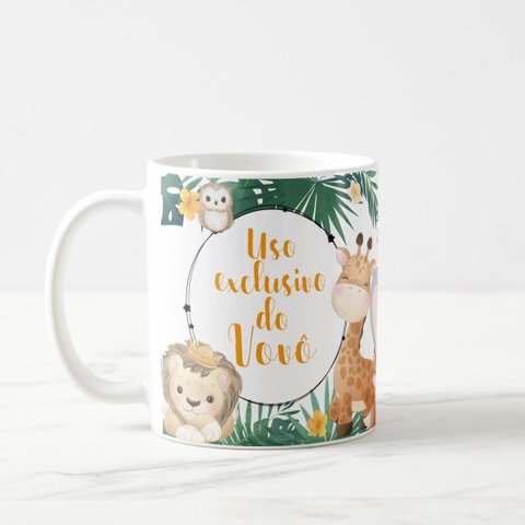 Caneca Lembrança Aniversário Nascimento Safari para Vovô Avô