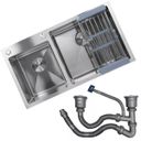 Ver imagem 1 de Cuba Goumert Dupla Cozinha Aço Inox Escovado Escorredor Lava Escorre Alimento Louça Comida Pia Area 