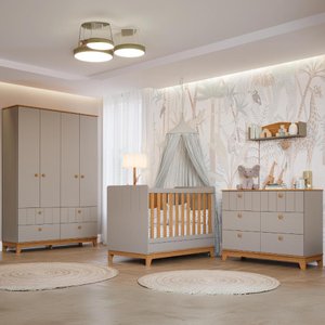 Quarto Bebê Completo Berço Americano Cômoda Guarda Roupas