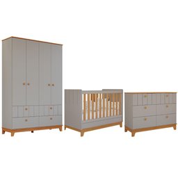 Quarto Bebê Completo Berço Americano Cômoda Guarda Roupas - 2