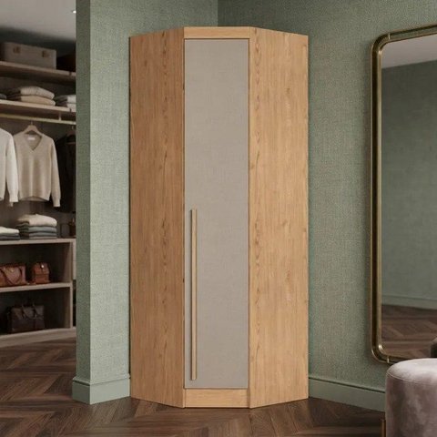 Guarda Roupa de Canto Oblíquo Modulado 1 Porta Cedro e Duna Infinity Marrom