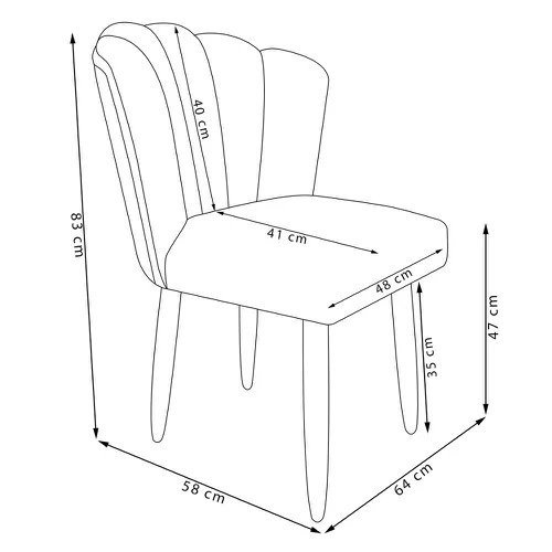 Cadeira De Jantar Pétala Pés Palito Veludo Bege - Kimi Design - 4