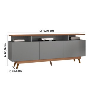 Rack Tuboarte Taina P/ Tvs de até 65 Polegadas 3 Gavetas com Pés em Estilo Retrô