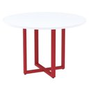 Ver imagem 1 de Mesa de Reunião Redonda P25 Pandin 110 Cm (largura) Tampo Mdp Branco Pé Aço Tubular Vermelho