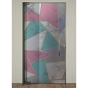 Ver imagem 1 de Adesivo Para Porta Jateado Impresso Abstrato Geometrico Rosa Verde E Dourado- 73X210Cm