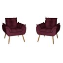 Ver imagem 2 de Kit 2 Poltronas Opala Decorativa Suede Marsala Dal Poz Estofados