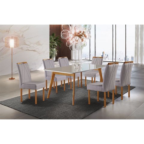 Conjunto Sala de Jantar Madeira Maciça 6 Lugares Mesa e Cadeiras Londres Móveis Mundial