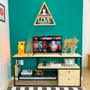 Ver imagem 6 de Rack de TV Style Industrial de Ferro e Madeira 1 Nicho Dual de Madeira com Gavetas Natural e Preto