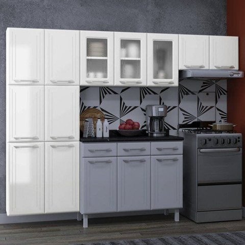 Cozinha Compacta Modulada 3 Peças em Aço Topázio Telasul Branco