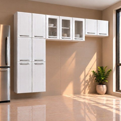 Cozinha Compacta Modulada 3 Peças em Aço Topázio Telasul Branco