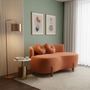 Ver imagem 1 de Sofá Decorativo Curvo Orgânico Living Veludo Terracota - Montanaris Decor