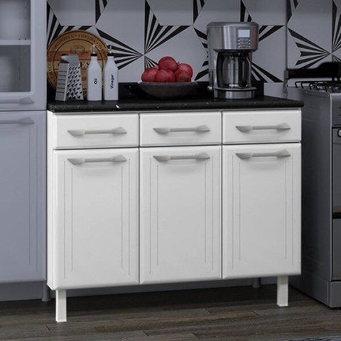 Balcão de Cozinha em Aço Triplo com Tampo Topázio 