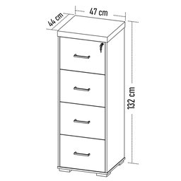 Armário Arquivo Pasta Suspensa 4 Gavetas Corp A06 Carvalho/branco - Mpozenato - 4