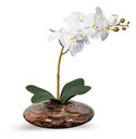 Ver imagem 3 de Arranjo Orquídea Branca Artificial Centro Mesa Vaso Grande