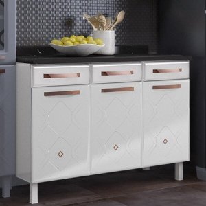 Balcão de Cozinha em Aço Triplo com Tampo 3 Portas 3 Gavetas Mirage New 
