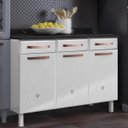 Ver imagem 1 de Balcão de Cozinha em Aço Triplo com Tampo 3 Portas 3 Gavetas Mirage New Branco