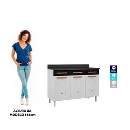 Balcão de Cozinha em Aço Triplo com Tampo 3 Portas 3 Gavetas Mirage New  - 6