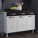 Ver imagem 1 de Balcão de Cozinha em Aço Triplo com Tampo 3 Portas 3 Gavetas Mirage New Preto/Branco