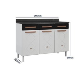 Balcão de Cozinha em Aço Triplo com Tampo 3 Portas 3 Gavetas Mirage New  - 5