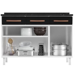 Balcão de Cozinha em Aço Triplo com Tampo 3 Portas 3 Gavetas Mirage New  - 3