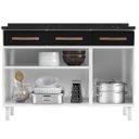 Ver imagem 3 de Balcão de Cozinha em Aço Triplo com Tampo 3 Portas 3 Gavetas Mirage New Preto/Branco
