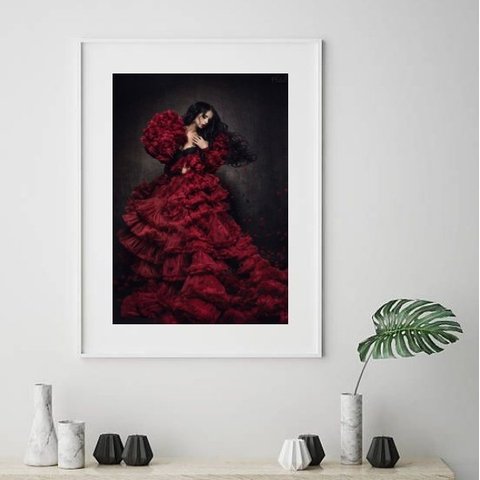 Quadro Umbanda Pomba Gira Sete Saias - 60x48cm:madeira Preta