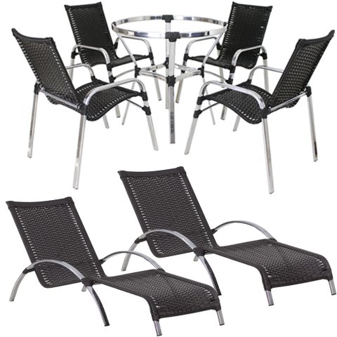 Kit de Jogo de 4 Cadeiras e 2 Espreguiçadeiras sem Mesa Trama Original