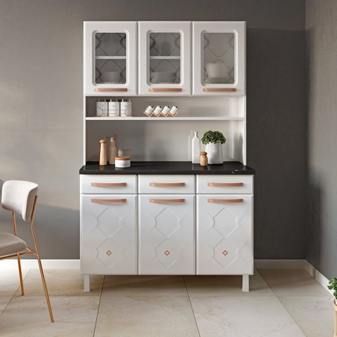 Armário de Cozinha em Aço Triplo 6 Portas 3 Gavetas Mirage New 