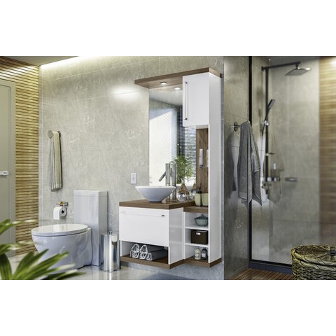 CONJUNTO ARMÁRIO PARA BANHEIRO AREZZO - Amendoa