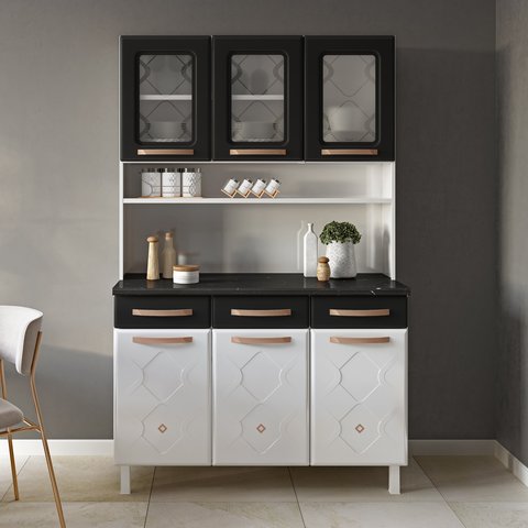 Armário de Cozinha em Aço Triplo 6 Portas 3 Gavetas Mirage New